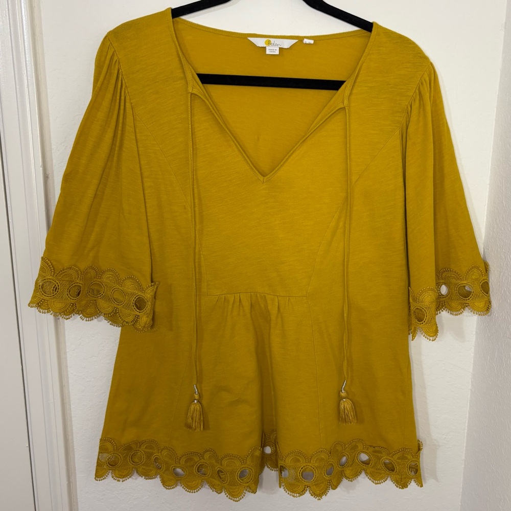 BODEN Ayla Jersey Top with Lace detail Size 6